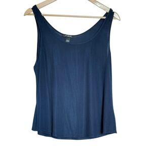 NWT ST. JOHN Navy Stretch Viscose Rib Knit Tank Top Shirt Womens XL $225